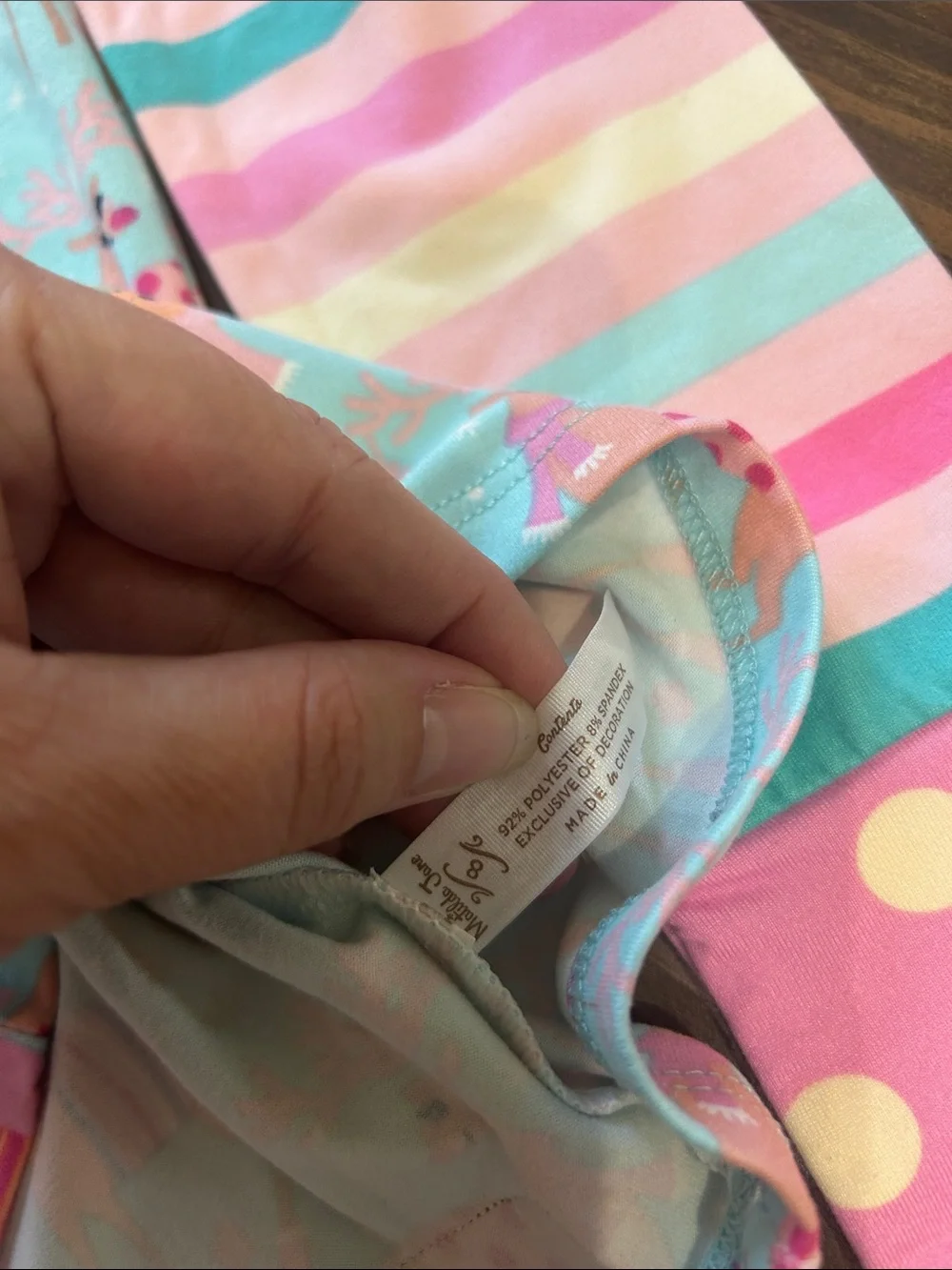 Matilda Jane Pink & Aqua Reindeer Stripe Pajama Top size 8